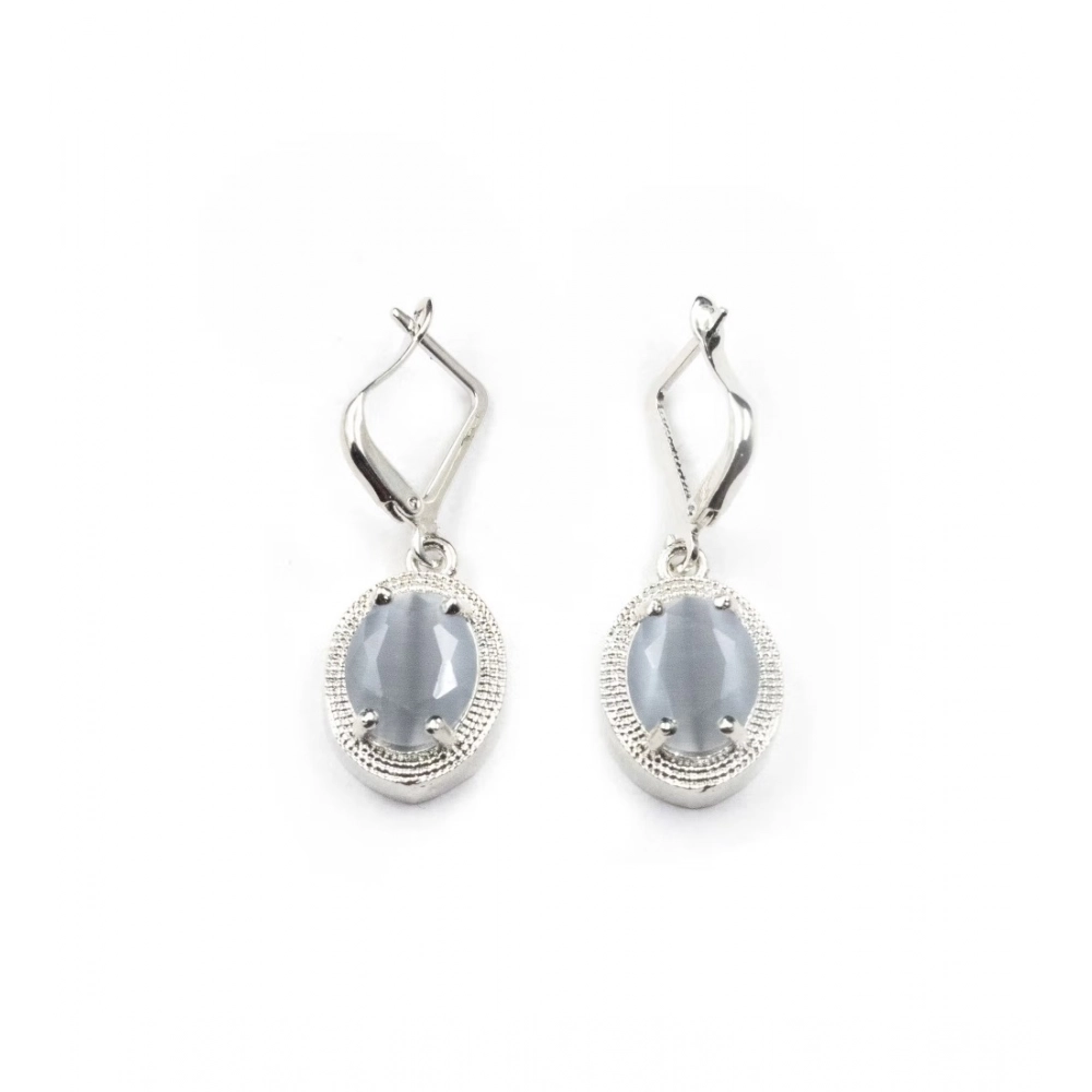Women's Brass Silver Plated Pendant Set (Grey)