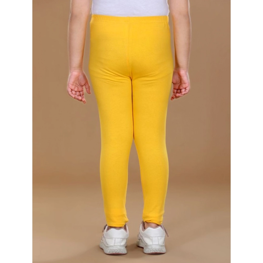 Girl's Cotton Lycra Solid Elasticated Leggings (Yellow) Girl's Cotton Lycra Solid Elasticated Leggings (Yellow)