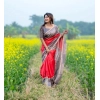 Women's Faux_Tussar Geometric_Print Saree With Unstitched Blouse 5.5Mtr (Pink)