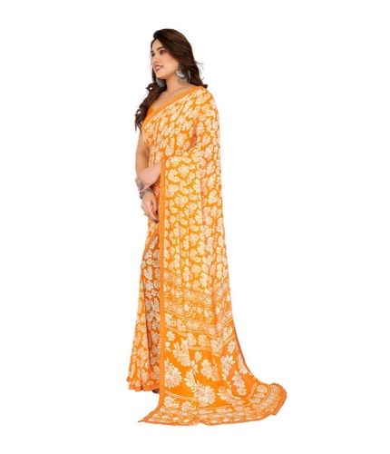 Women's Georgette Printed Saree With Unstitched Blouse 5.5Mtr (Yellow) Women's Georgette Printed Saree With Unstitched Blouse 5.5Mtr (Yellow)