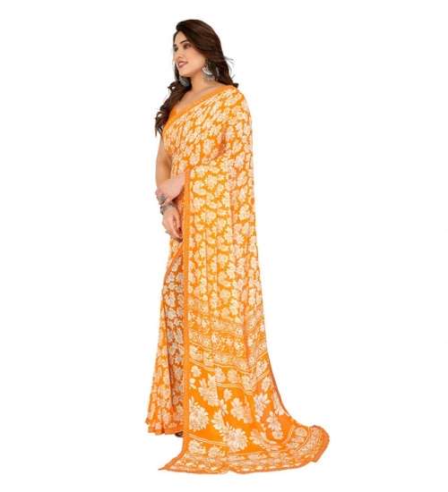 Women's Georgette Printed Saree With Unstitched Blouse 5.5Mtr (Yellow) Women's Georgette Printed Saree With Unstitched Blouse 5.5Mtr (Yellow)