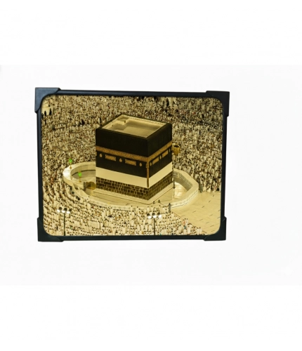 Wooden Macca Madina Haj Table Top "Allah Hu Akbar" Player (Multicolor)