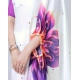Women's Soft Crepe Silk Printed Ready To Wear Saree With Unstitched Blouse 5.5Mtr (Purple)