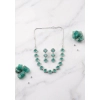 Women's Brass Silver Plated Necklace set (Green) Women's Brass Silver Plated Necklace set (Green)