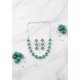 Women's Brass Silver Plated Necklace set (Green)