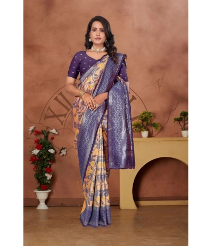 Women's Banarasi Silk Jaquard Woven Saree With Unstitched Blouse 5.5Mtr (Orange) Women's Banarasi Silk Jaquard Woven Saree With Unstitched Blouse 5.5Mtr (Orange)