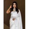 Women's Soft Lichi Silk Printed Saree With Unstitched Blouse 5.5Mtr (White) Women's Soft Lichi Silk Printed Saree With Unstitched Blouse 5.5Mtr (White)