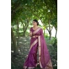 Women's Silk_Blend Butti Pattern Saree With Unstitched Blouse 5.5Mtr (Purple)