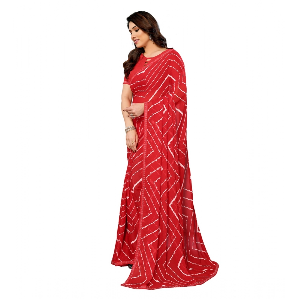 Women's Georgette Printed Saree With Unstitched Blouse 5.5Mtr (Red) Women's Georgette Printed Saree With Unstitched Blouse 5.5Mtr (Red)