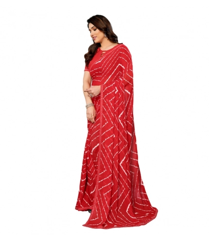 Women's Georgette Printed Saree With Unstitched Blouse 5.5Mtr (Red) Women's Georgette Printed Saree With Unstitched Blouse 5.5Mtr (Red)