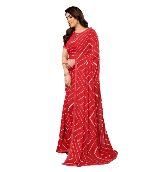 Women's Georgette Printed Saree With Unstitched Blouse 5.5Mtr (Red) Women's Georgette Printed Saree With Unstitched Blouse 5.5Mtr (Red)