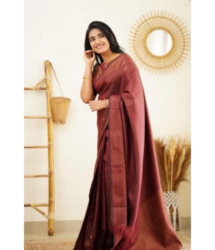 Women's Litchi silk Printed Saree With Unstitched Blouse (Maroon) Women's Litchi silk Printed Saree With Unstitched Blouse (Maroon)