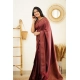Women's Litchi silk Printed Saree With Unstitched Blouse (Maroon)