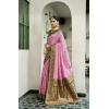 Women's Silk Blend Booti Work Ready to wear Saree With Unstitched Blouse 5.5Mtr (LightPink)