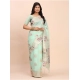 Women's Linen Cotton Printed Saree With Unstitched Blouse 5.5Mtr (Sea Green) Women's Linen Cotton Printed Saree With Unstitched Blouse 5.5Mtr (Sea Green)