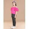 Girl's Cotton Floral Elasticated Jegging and Top Set (Pink)