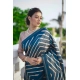 Women's Faux_Tussar_Silk Geometric_Print Saree With Unstitched Blouse 5.5Mtr (Blue)