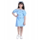 Girl's Denim Solid Cold Shoulder Top and Skirt Set (Light Blue) Girl's Denim Solid Cold Shoulder Top and Skirt Set (Light Blue)