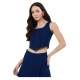 Women's Denim Lycra Solid Sleeveless Top (Blue)