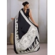 Women's Satin Crepe Printed Saree With Unstitched Blouse 5.5Mtr (Black)