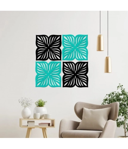 Flowers Design Wooden Wall Decor – Set of 4 Pieces