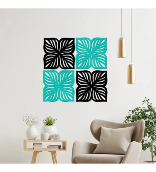 Flowers Design Wooden Wall Decor – Set of 4 Pieces