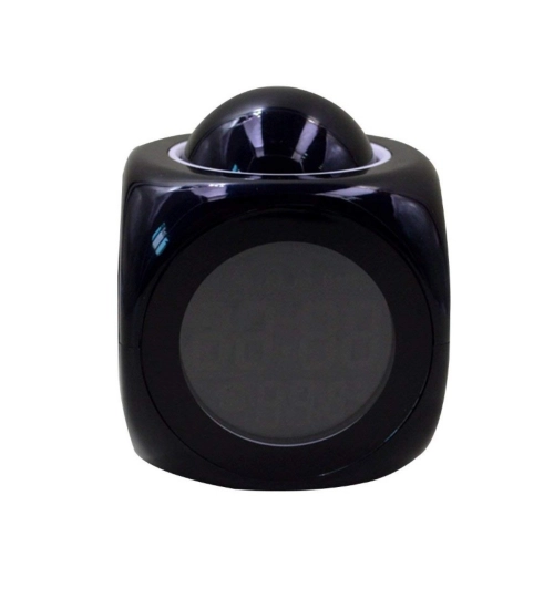 Time Display with Voice Projection And Wake-Up Alarm Clock (Color: Black)
