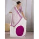 Women's Satin Crepe Printed Saree With Unstitched Blouse 5.5Mtr (White)