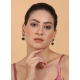Women's Brass Silver Plated Drop Earrings (Green)