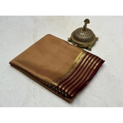 Women's Crepe Chit Pallu Solid Saree With Unstitched Blouse 5.5Mtr (Beige)