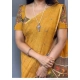 Women's Linen Printed Saree With Unstitched Blouse 5.5Mtr (Mustard)