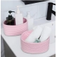 Cotton 8x3 Inch Round 2 Set Bedside Organizer (Pink)