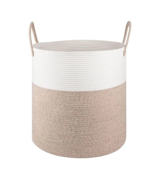 Cotton 12x14 Inch-Kidi-Handle Storage Basket For Clothes (Kidi-White)
