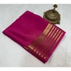 Women's Crepe Chit Pallu Solid Saree With Unstitched Blouse 5.5Mtr (Pink) Women's Crepe Chit Pallu Solid Saree With Unstitched Blouse 5.5Mtr (Pink)
