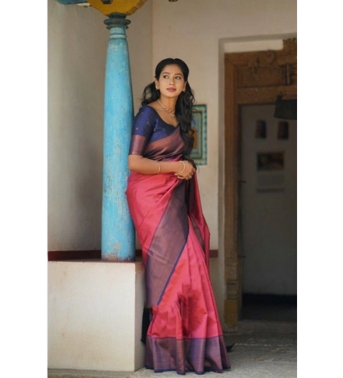 Women's Soft Lichi Silk Printed Saree With Unstitched Blouse 5.5Mtr (Red) Women's Soft Lichi Silk Printed Saree With Unstitched Blouse 5.5Mtr (Red)