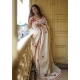 Women's Linen Printed Saree With Unstitched Blouse 5.5Mtr (White) Women's Linen Printed Saree With Unstitched Blouse 5.5Mtr (White)