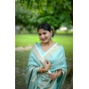 Women's Faux_Banarasi Lining Pattern Saree With Unstitched Blouse 5.5Mtr (Light_Aqua_Blue)