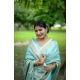 Women's Faux_Banarasi Lining Pattern Saree With Unstitched Blouse 5.5Mtr (Light_Aqua_Blue)