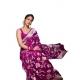 Women's Soft Lichi Silk Printed Saree With Unstitched Blouse 5.5Mtr (Purple)