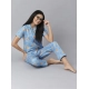 Women's Cotton Blend Printed Short Sleeve Night Suit (Blue) Women's Cotton Blend Printed Short Sleeve Night Suit (Blue)