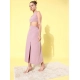 Women's Polyester Lycra Solid Sleeveless Dress (Lavender) Women's Polyester Lycra Solid Sleeveless Dress (Lavender)