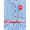 Girl's Denim Embellished Sleeveless Dress with Belt (Light Blue)