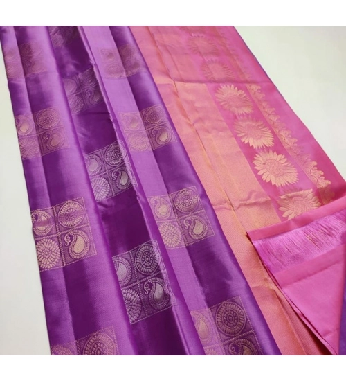 Women's Litchi silk Printed Saree With Unstitched Blouse (Magenta With pink)