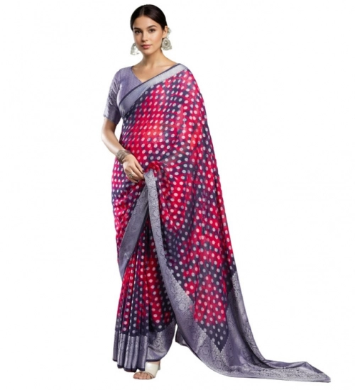Women's Georgette Weaving Saree With Unstitched Blouse 5.5Mtr (Pink)