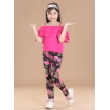 Girl's Cotton Lycra Floral Elasticated Jeggings (Black-Pink) Girl's Cotton Lycra Floral Elasticated Jeggings (Black-Pink)