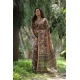 Women's Faux_Tussar_Silk Abstract_Print Saree With Unstitched Blouse 5.5Mtr (Brown)