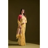 Women's Blended_Cotton Floral Saree With Unstitched Blouse 5.5Mtr (Mustard)