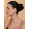 Women's Brass Silver Plated Drop Earrings (Pink)