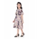 Girl's Shiffon Printed Half Sleeve Round Neck Dress (Peach) Girl's Shiffon Printed Half Sleeve Round Neck Dress (Peach)