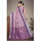 Women's Cotton Silk  Printed Saree With Unstitched Blouse 5.5Mtr (Purple)